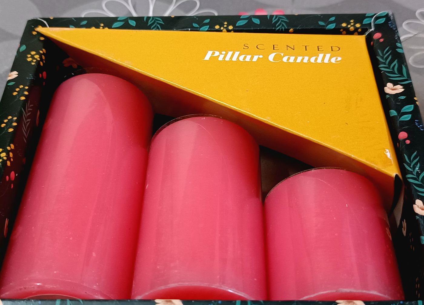Gift box of scented pink pillar candles packed for weddings in Jaipur