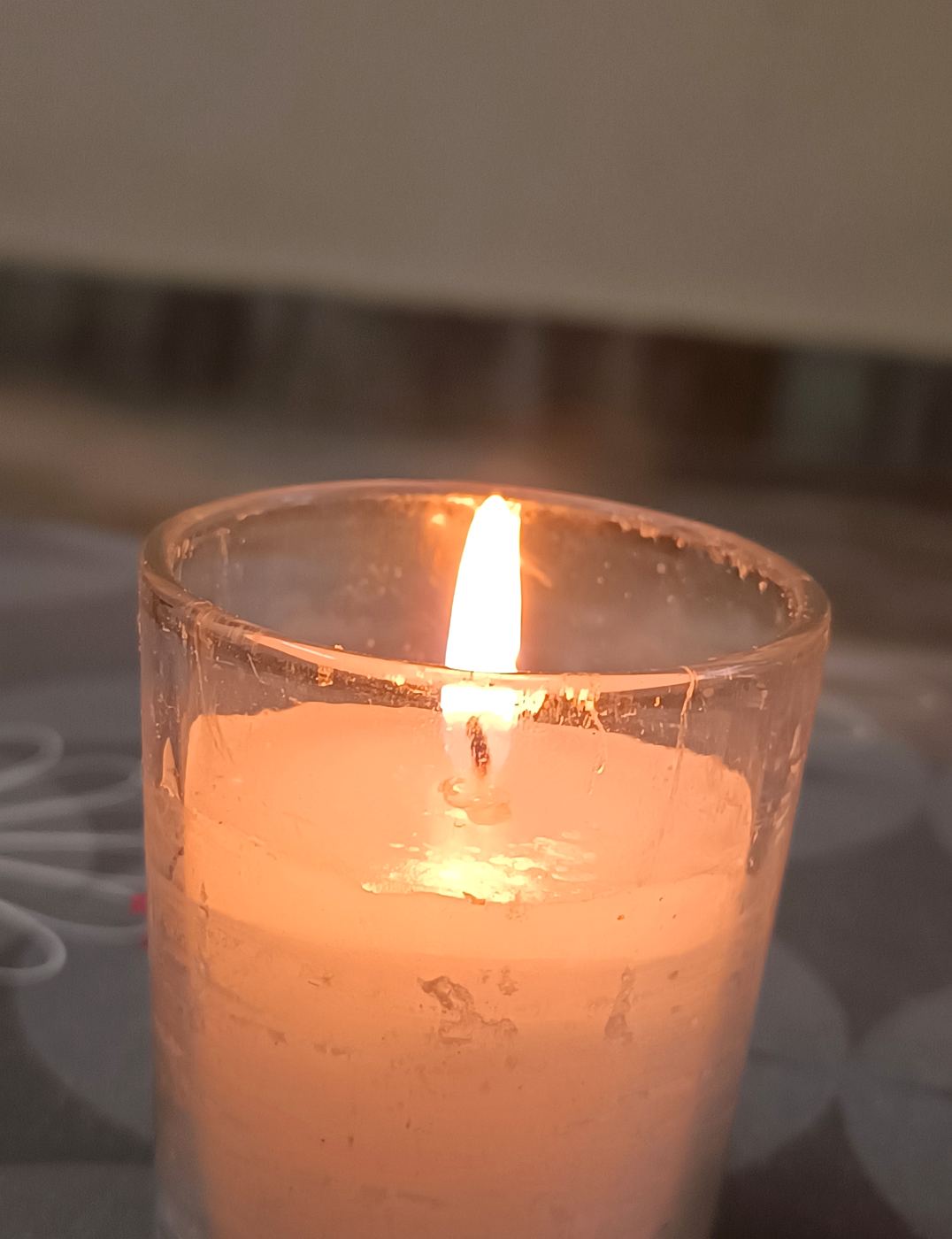 Festive Diwali tealight burning in a glass holder from Jaipur
